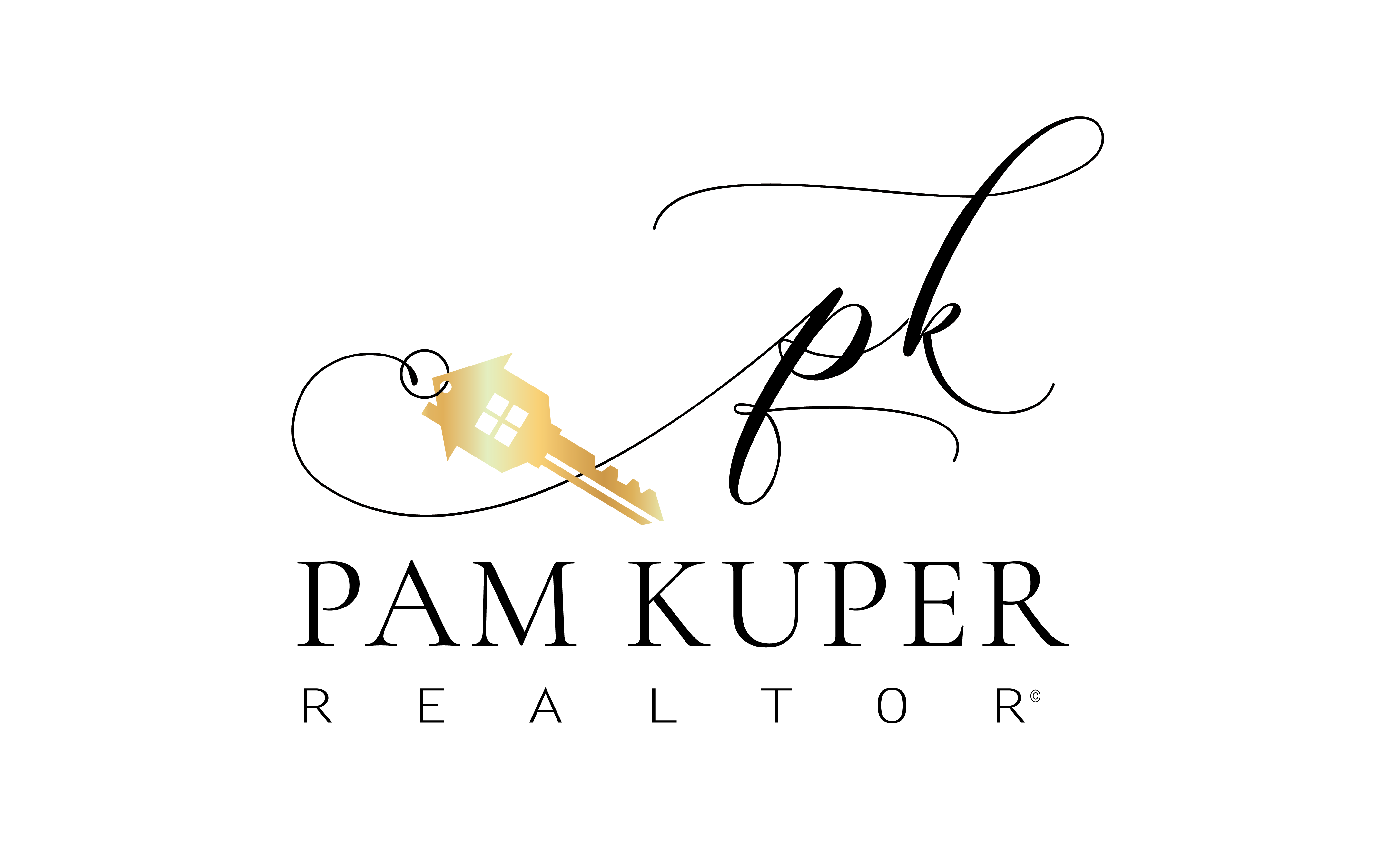 PK Pam Kuper Realtor Logo with Gold Key